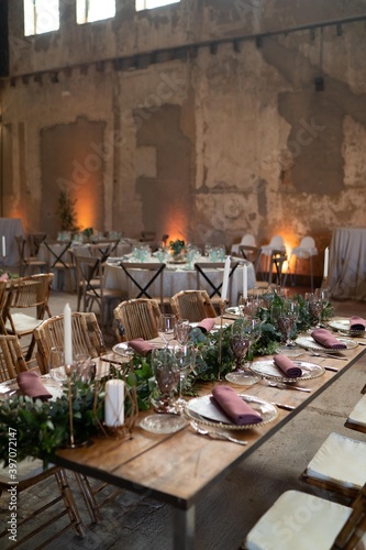 wedding table with flowers