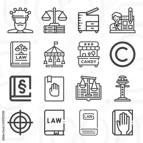 16 pack of copyright  lineal web icons set
