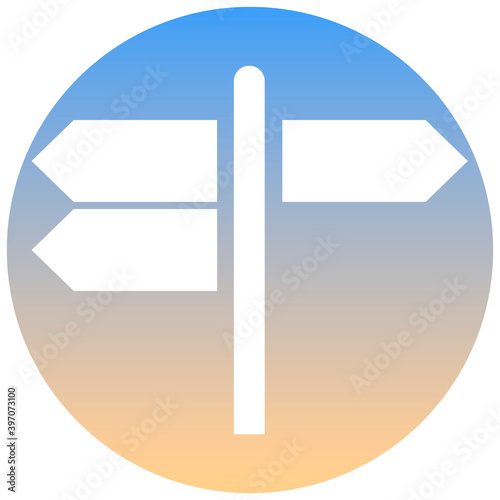 Signpost symbol of a set. White Signpost icon, on gradient button. Use for banner, card, poster, brochure, banner, app, web design. Easy to edit. Vector illustration - EPS10.