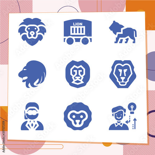 Simple set of 9 icons related to famous person