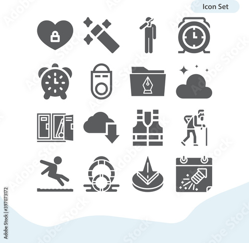 Simple set of time related filled icons.