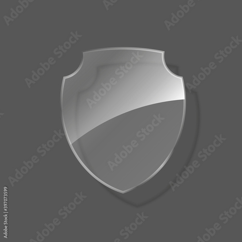 Protected guard glass shield concept. Safety badge protection icon. Privacy transparent banner shield. Security label. Presentation transparent sticker shield. Defense safeguard sign badge