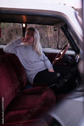 woman driving car
