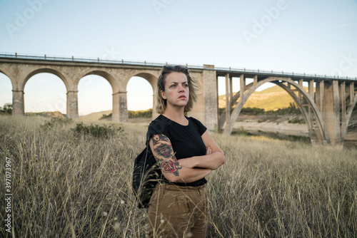 person on the bridge