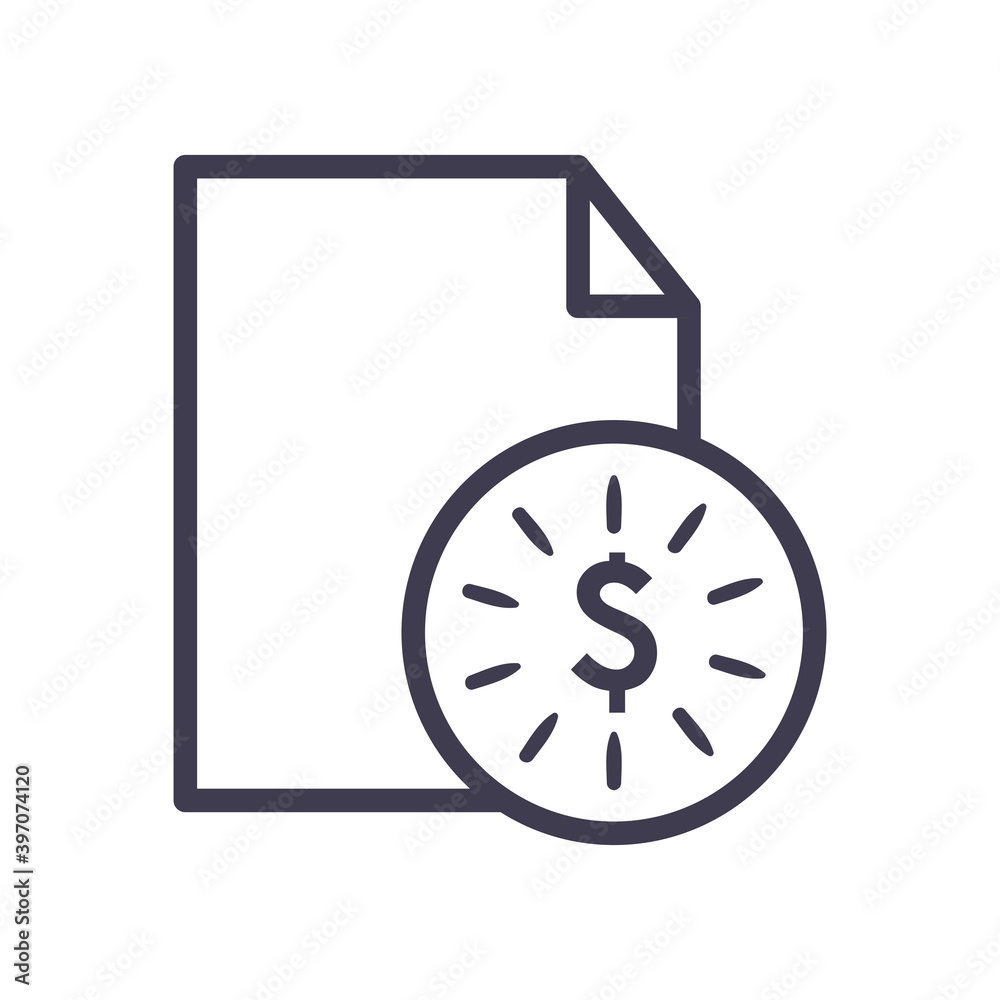 Obraz premium dollar coin with document line style icon vector design