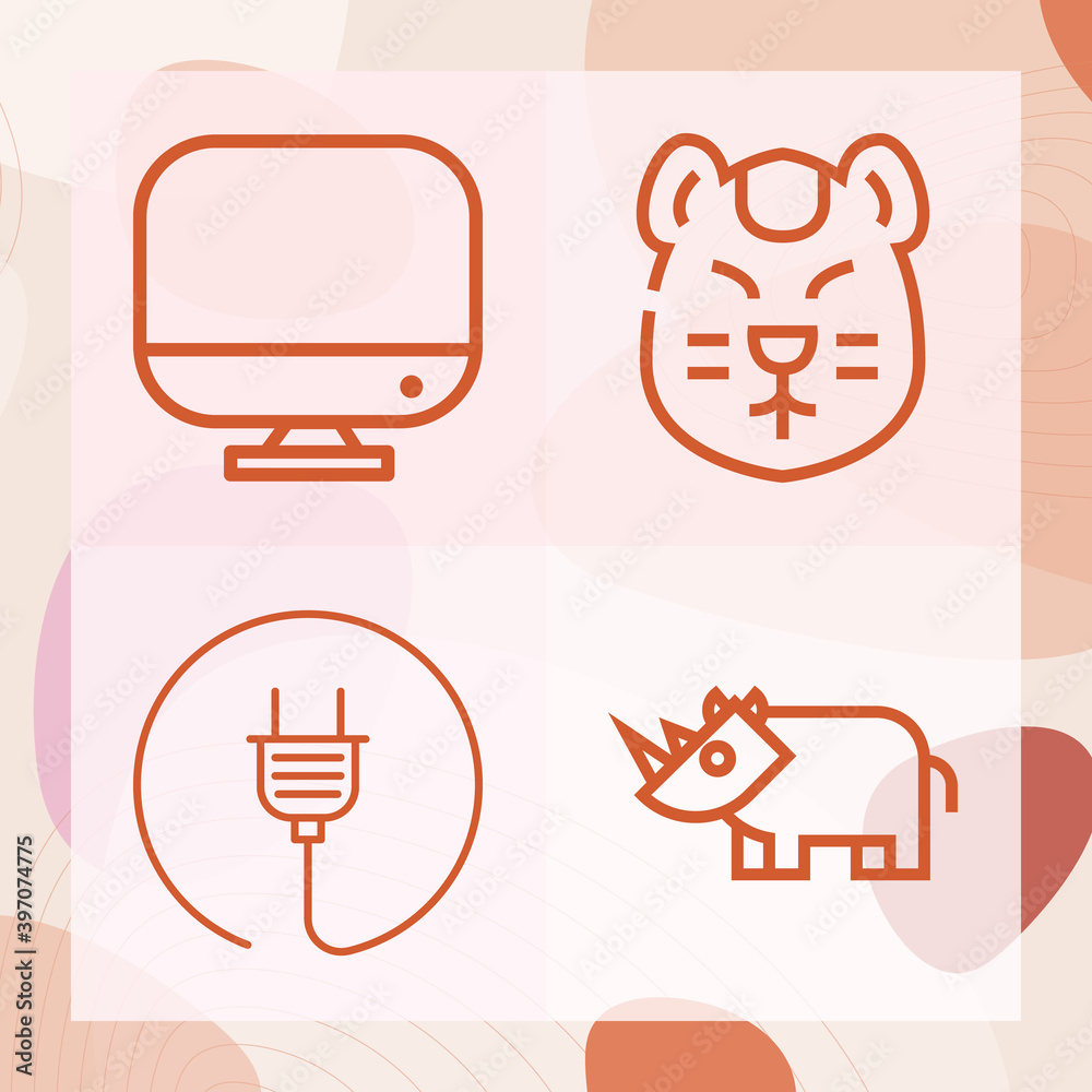 Simple set of oval related lineal icons