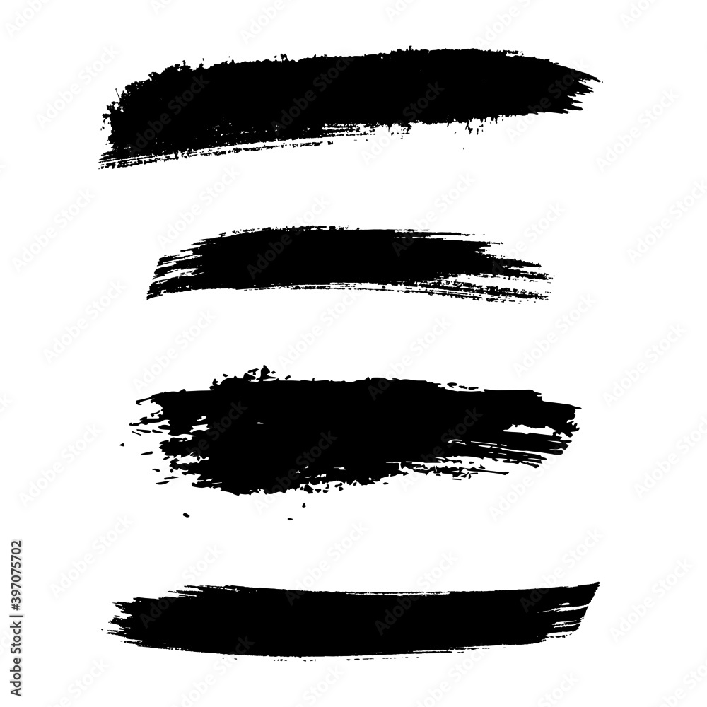 Set of vector grunge, black paint, ink brush strokes. Brushes are isolated on white background. Set of vector grunge, black paint, ink brush strokes. Brushes are isolated on white background.