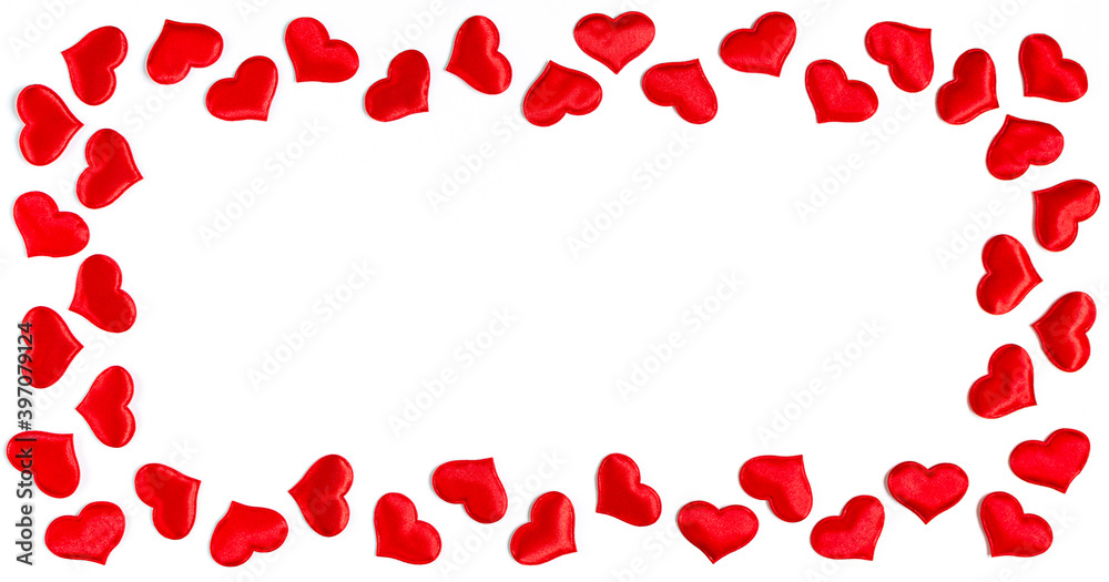 frame made of red hearts isolated on white background, Valentines day concept frame made of red hearts isolated on white background, Valentines day concept