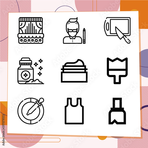 Simple set of 9 icons related to surface