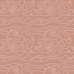 Fototapete Einlinien-Muster Geschwungene Linie Brauner Minimalistischer Hintergrund  © Vasilisa