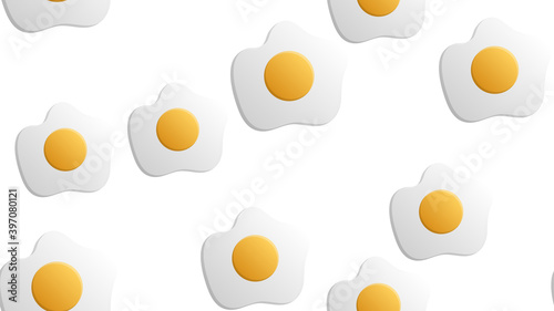 scrambled eggs on a white background, vector illustration, pattern. egg with yellow yolk. delicious breakfast. seamless illustration. fast food decor