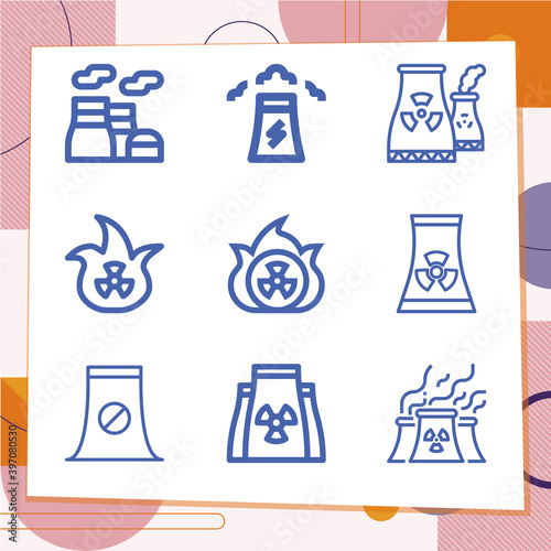 Simple set of 9 icons related to atomic