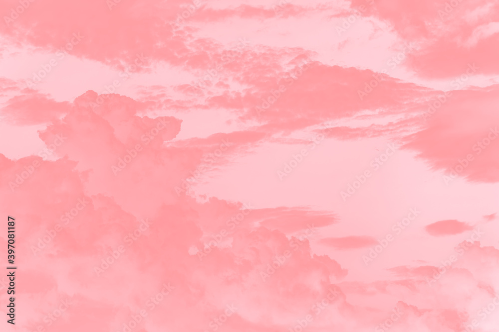 Abstract pastel pink coral soft color sky background with clouds