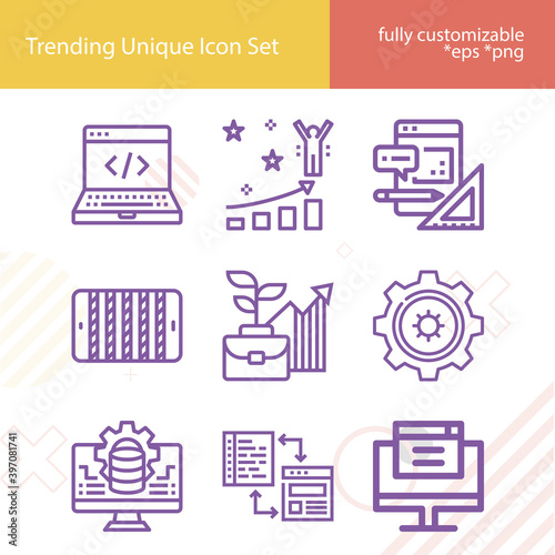Simple set of developing related lineal icons.