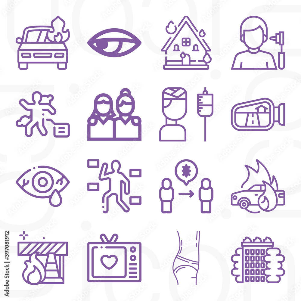 Fototapeta premium 16 pack of incident lineal web icons set