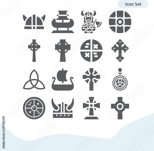 Simple set of celtic related filled icons.