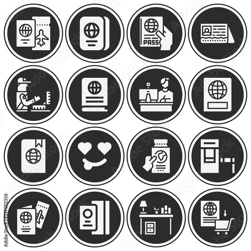 16 pack of immigration  filled web icons set