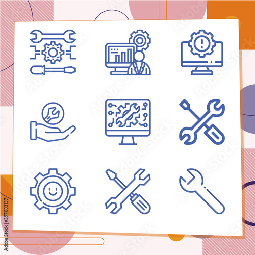 Simple set of 9 icons related to specifications