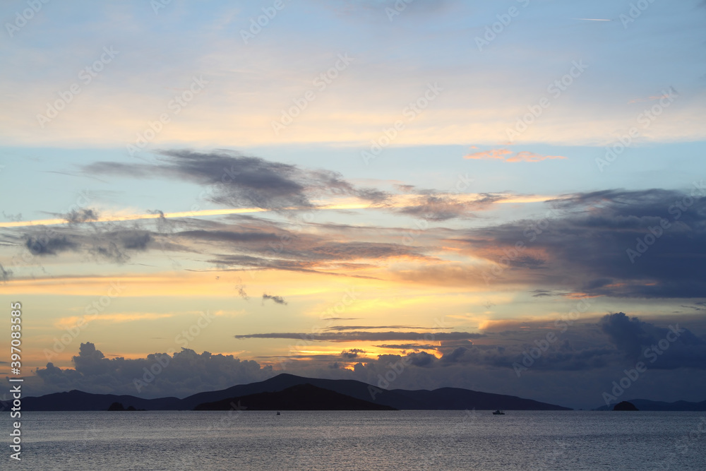 Fototapeta premium Seaside town of Turgutreis and spectacular sunsets
