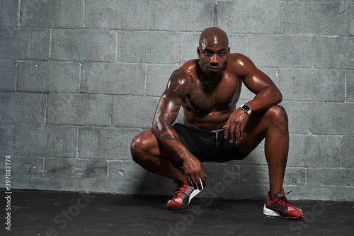 Man resting after fitness training photo