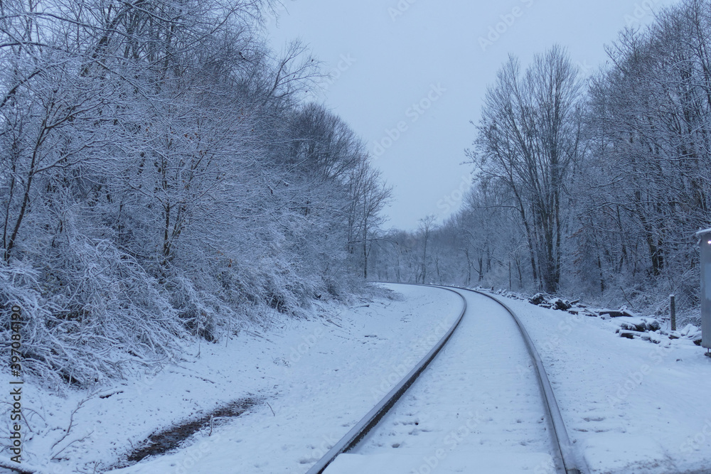 Obraz premium train road in winter