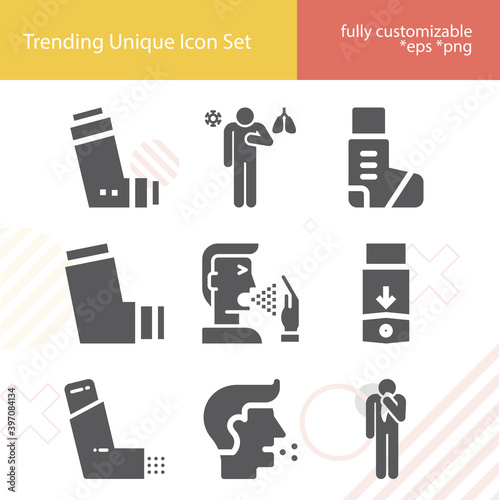 Simple set of respiratory disease related filled icons.