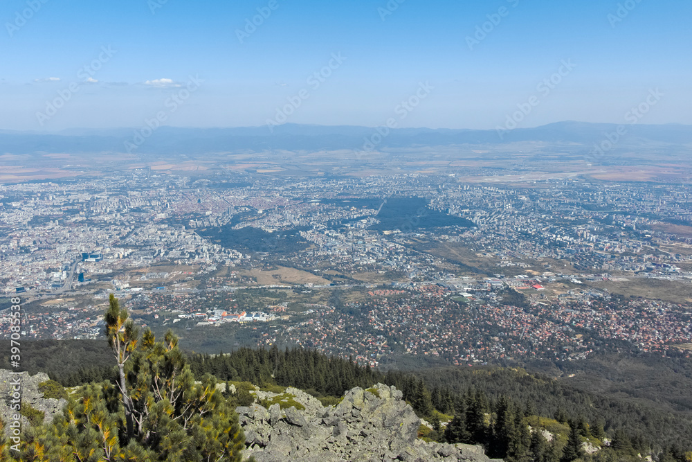 Panorama of Sofia from Kamen Del Peak at Vitosha Mountain, Bulgaria