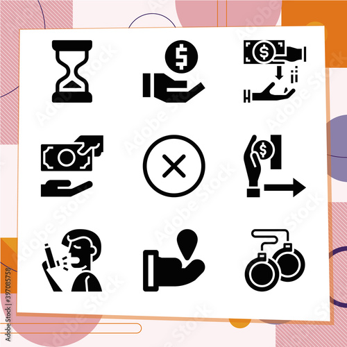Simple set of 9 icons related to devote