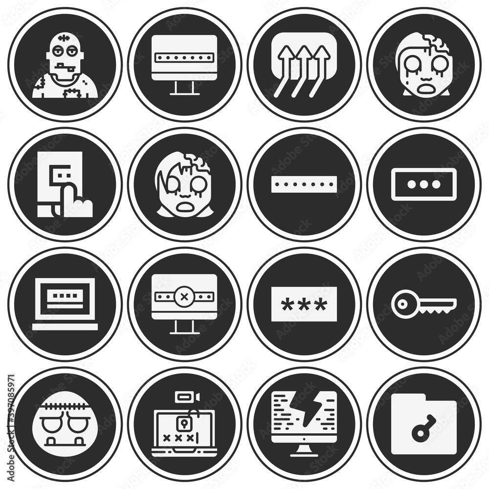 16 pack of cracking  filled web icons set
