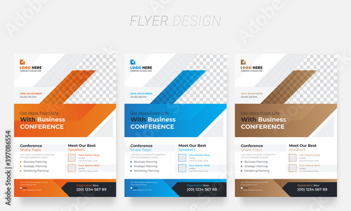 Conference Flyer Design. Business Conference Flyer, brochure, and Annual report Cover design, and  A4 size layout for corporate Identity Print template Design