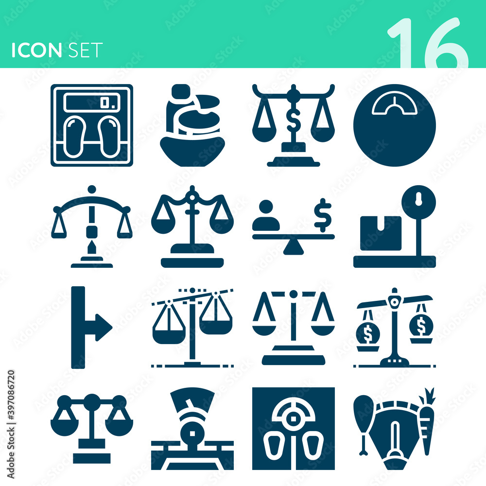 Simple set of 16 icons related to ordered series Simple set of 16 icons related to ordered series