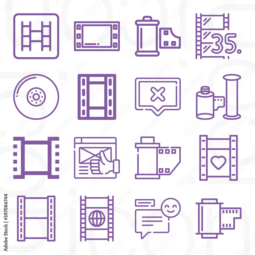 16 pack of photographic film lineal web icons set 16 pack of photographic film lineal web icons set