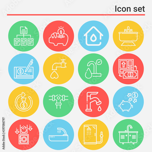 16 pack of sediment  lineal web icons set