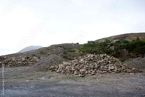 Piles of rocks in small quarry