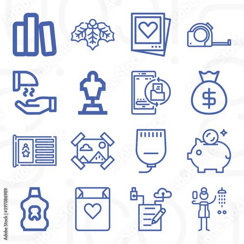 16 pack of paper  lineal web icons set