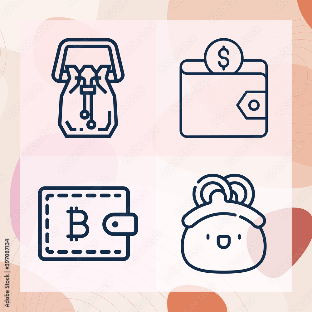 Simple set of wallet related lineal icons Simple set of wallet related lineal icons