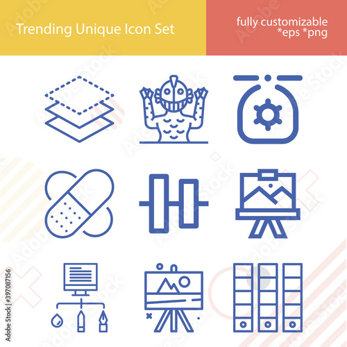 Simple set of comic related lineal icons.