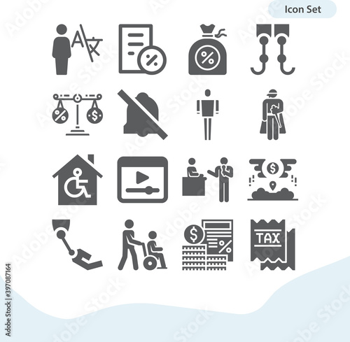 Simple set of exemption related filled icons.
