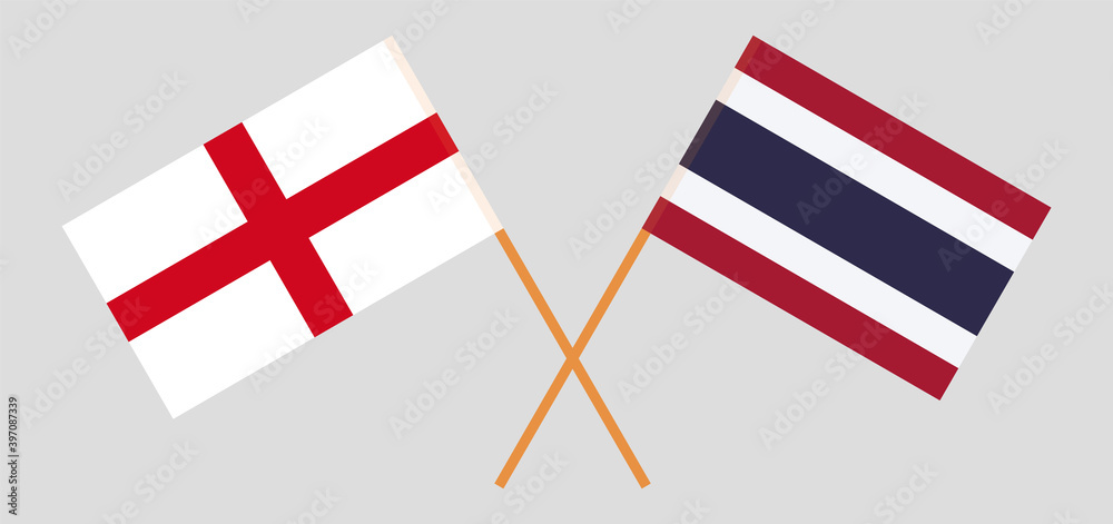 Crossed flags of England and Thailand