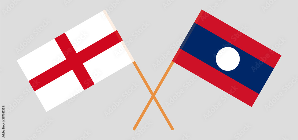 Crossed flags of England and Laos