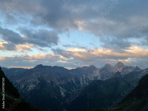 Tribulaun group mountains from Stubai high-altitude hiking trail, lap 8 in Tyrol, Austria photo