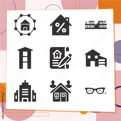 Simple set of 9 icons related to madrid