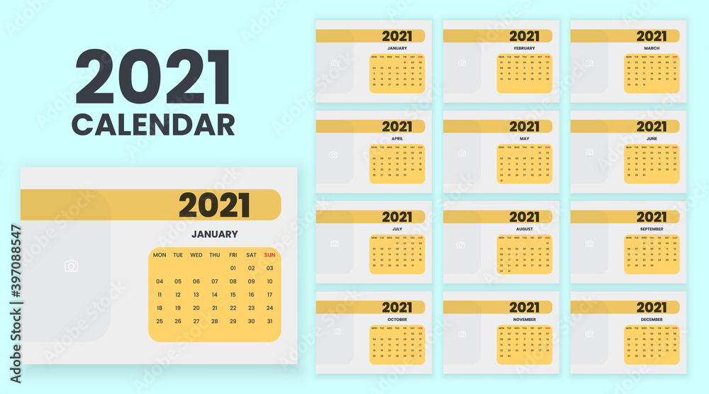 Minimal 12 page desk new year 2021 calendar Minimal 12 page desk new year 2021 calendar