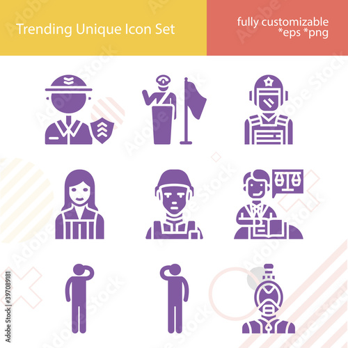 Simple set of statesman related filled icons.