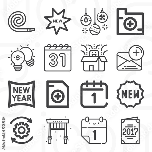 16 pack of recently  lineal web icons set