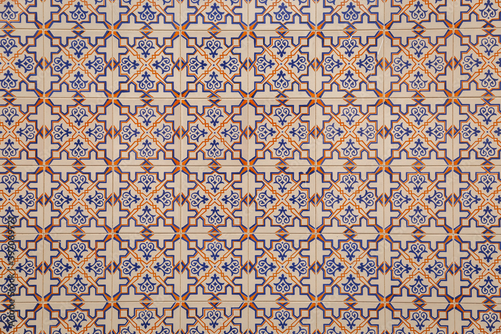 pattern Portugal ajulejos traditional orange blue beige pattern Portugal ajulejos traditional orange blue beige