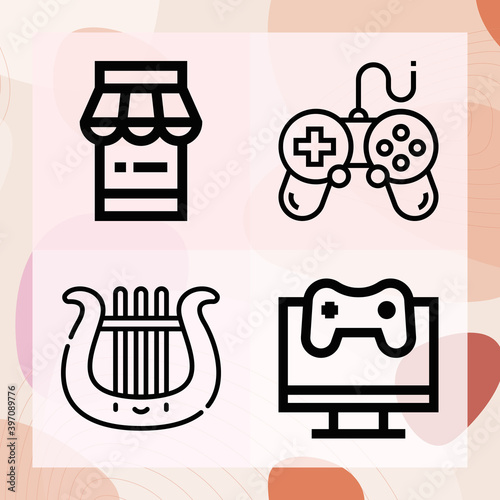 Simple set of interactive related lineal icons