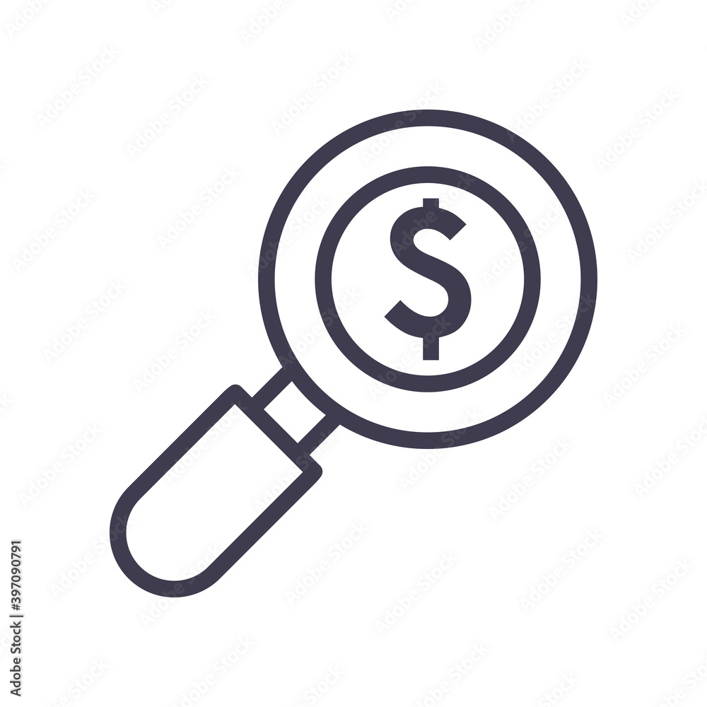 dollar inside lupe line style icon vector design dollar inside lupe line style icon vector design