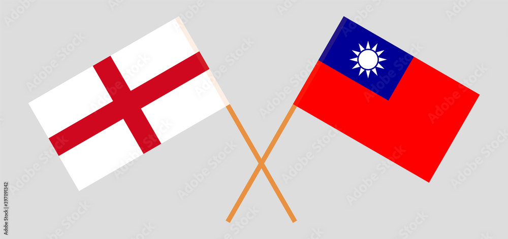 Crossed flags of England and Taiwan
