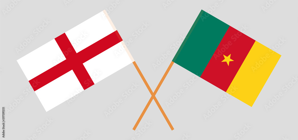 Crossed flags of England and Cameroon